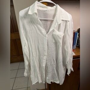 Breezy Lane White Semi-Sheer Button-Up Shirt